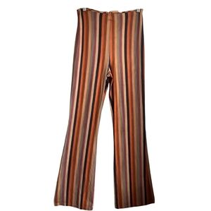 New Honey Punch Large Tall Striped Flared Pants Faux Suede Stretch Western Boho